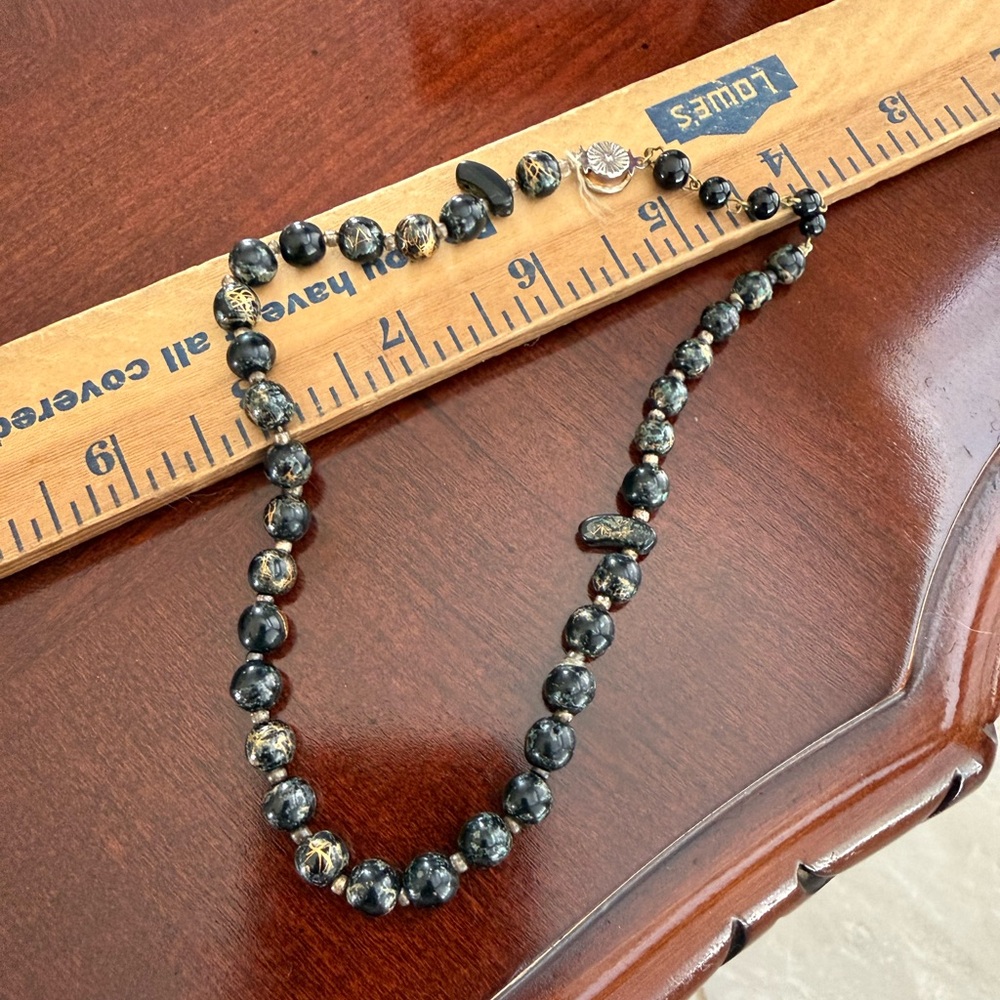 Vintage Black Beads Necklace